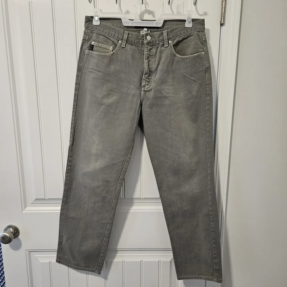 Vintage Guess Straight Fit Jeans Made In USA 1990s Size 33 X 30 Green Streetwear